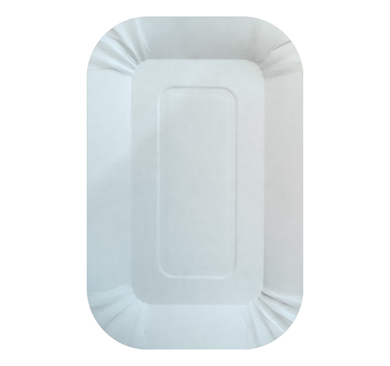 Тарелка бумажная 110х170мм Snack Plate, белая мелованная, 100/1800