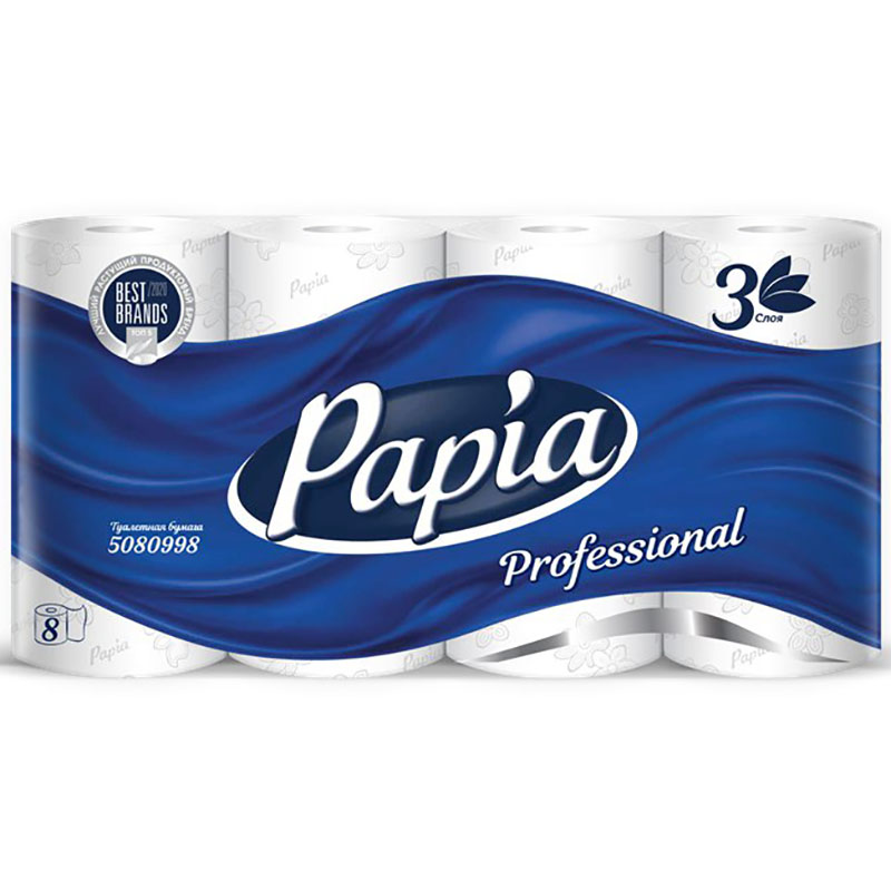 PAPIA бумага туалетная T4 Professional 16,8м 3сл,  8рул в уп/56рул в мешке