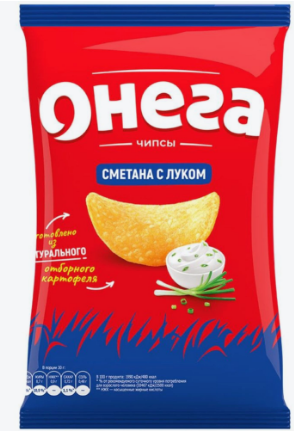 Чипсы из сырого картофеля "Онега" со вкусом сметаны с луком 120г 16шт/упак, Не годен
