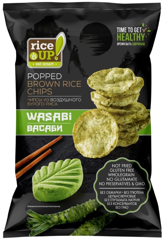 Чипсы"RICE UP" (006) из воздушного бурового риса со вкусом васаби 60гр*12шт