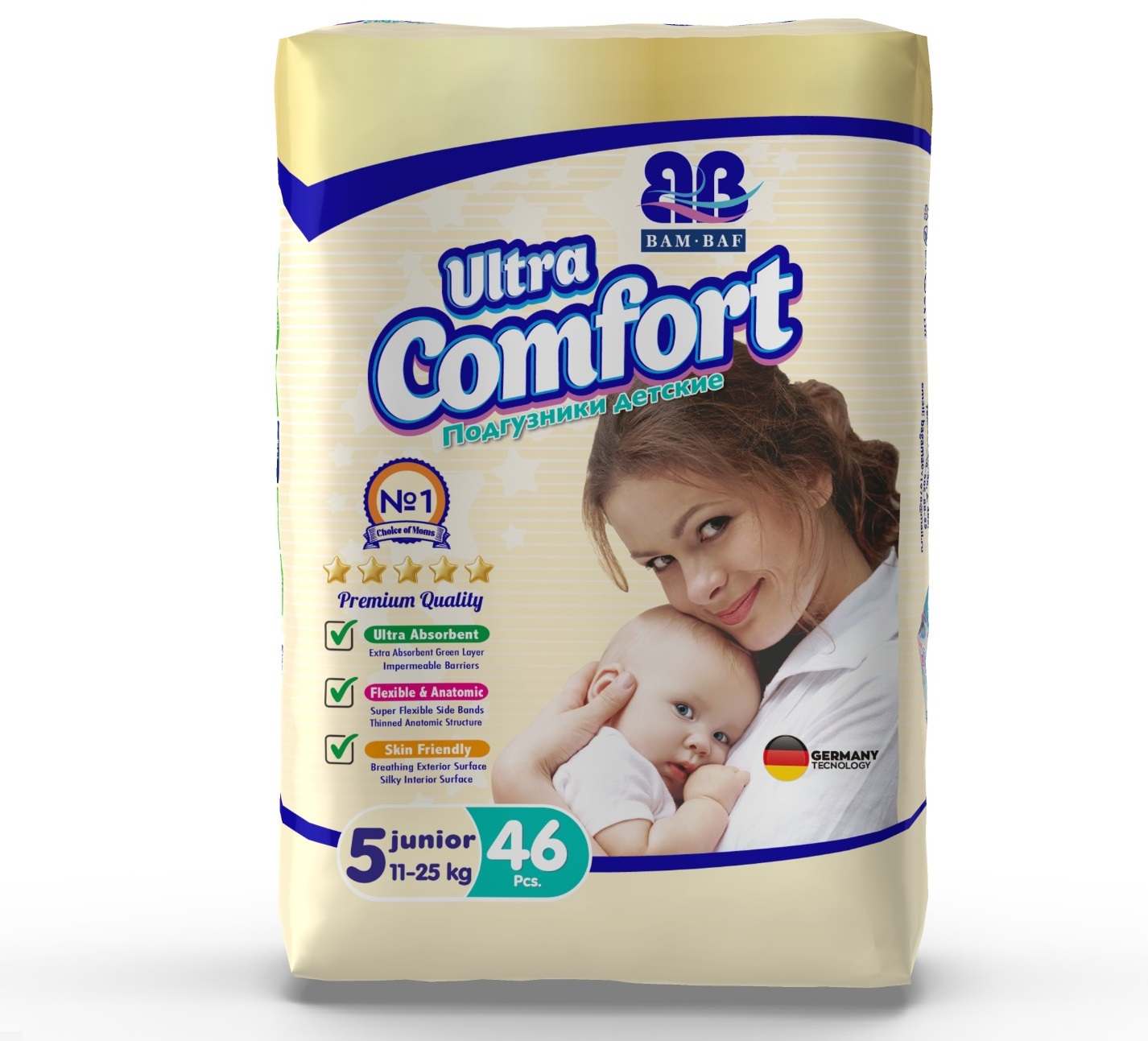 Подгузники BAMBAF ULTRA COMFORT №5 (46 шт.)*4шт/упак