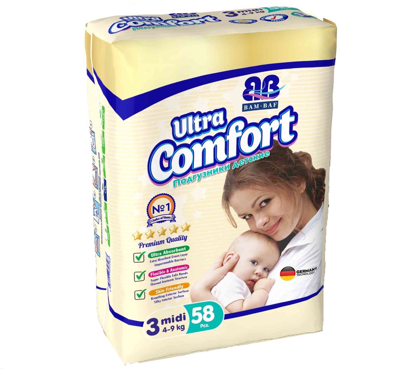Подгузники BAMBAF ULTRA COMFORT №3 (58 шт.)*4шт/упак