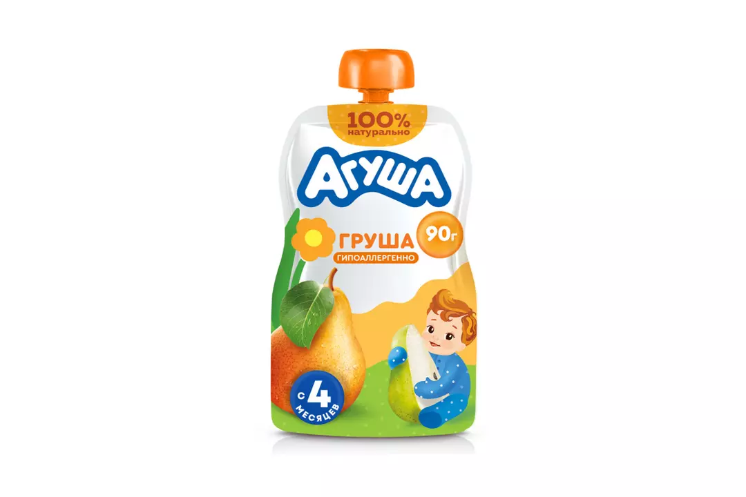 Пюре детское фруктовое Агуша Груша 4+ 90г