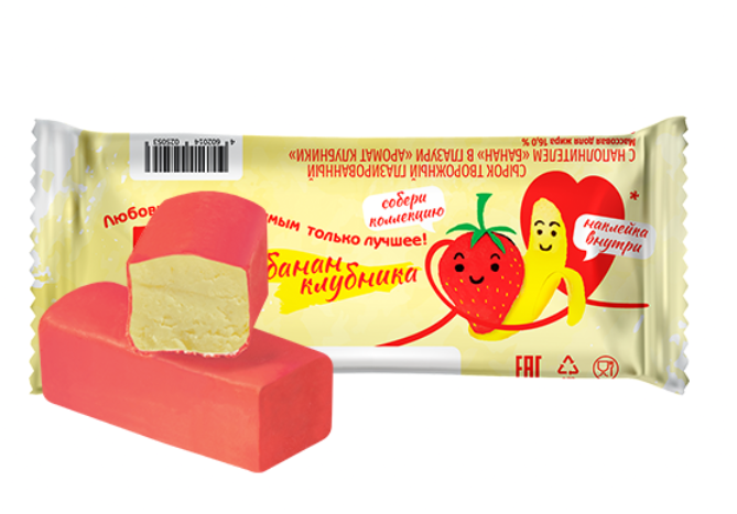 Сырок творожный Свитлогорье со вкусом банана и клубники глазированный 16% 40г