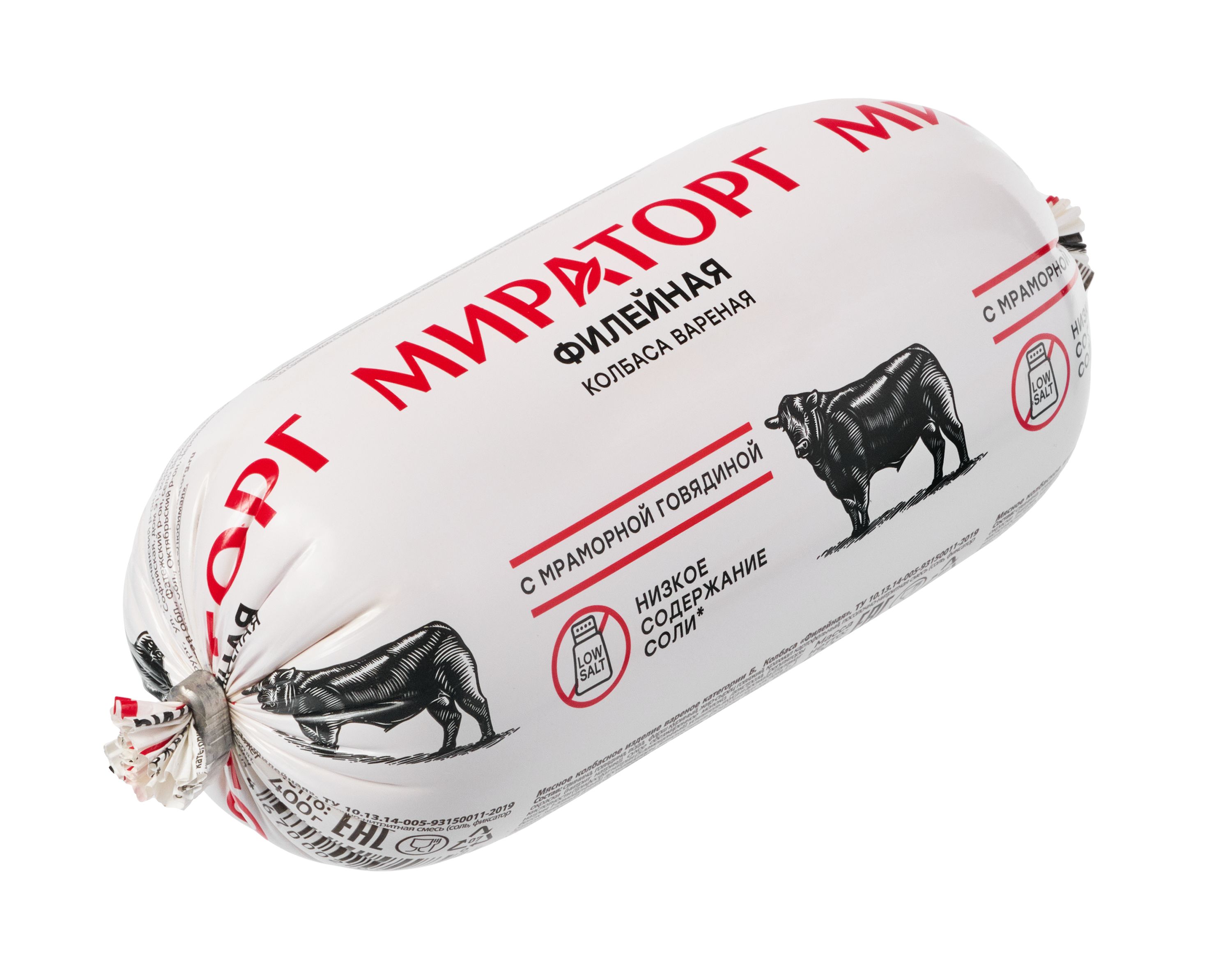 Колбаса вареная Мираторг Филейная с мраморной говядиной 400г