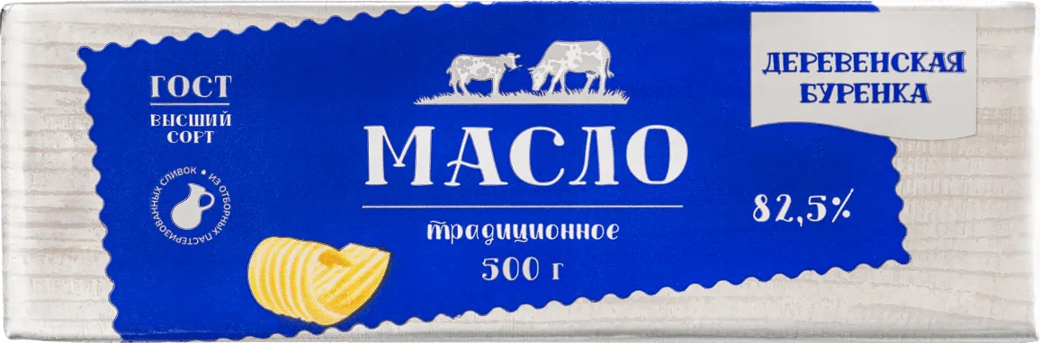 Масло сливочное Деревенская Буренка традиционное 82,5% 500г