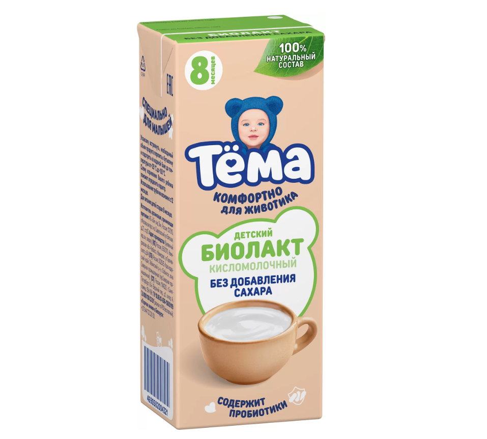 Биолакт детский Тема без сахара 3.4% с 8 месяцев 206г