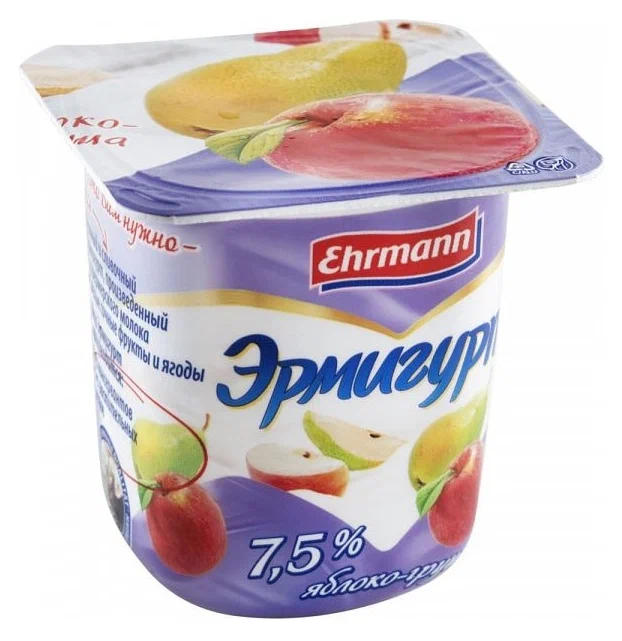 Йогуртный продукт Эрмигурт яблоко-груша 7,5% 100г