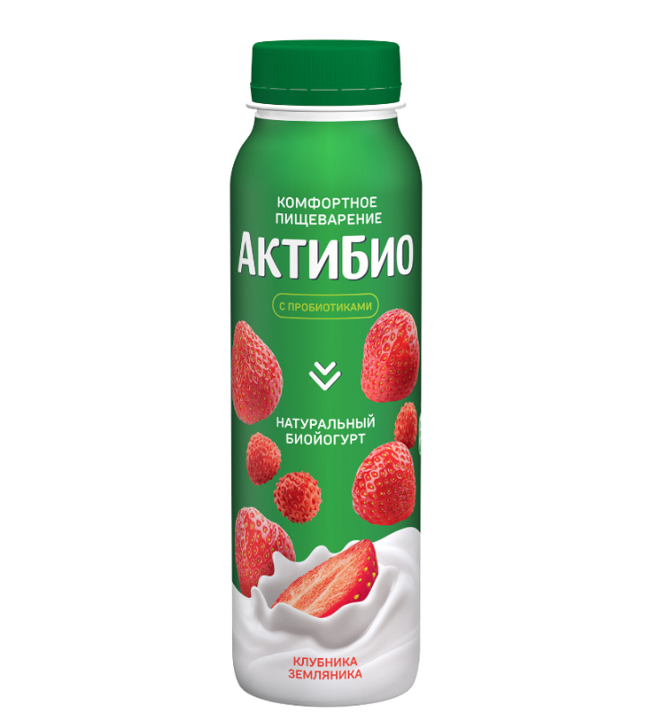 Биойогурт питьевой Актибио клубника-земляника 1,5% 260г
