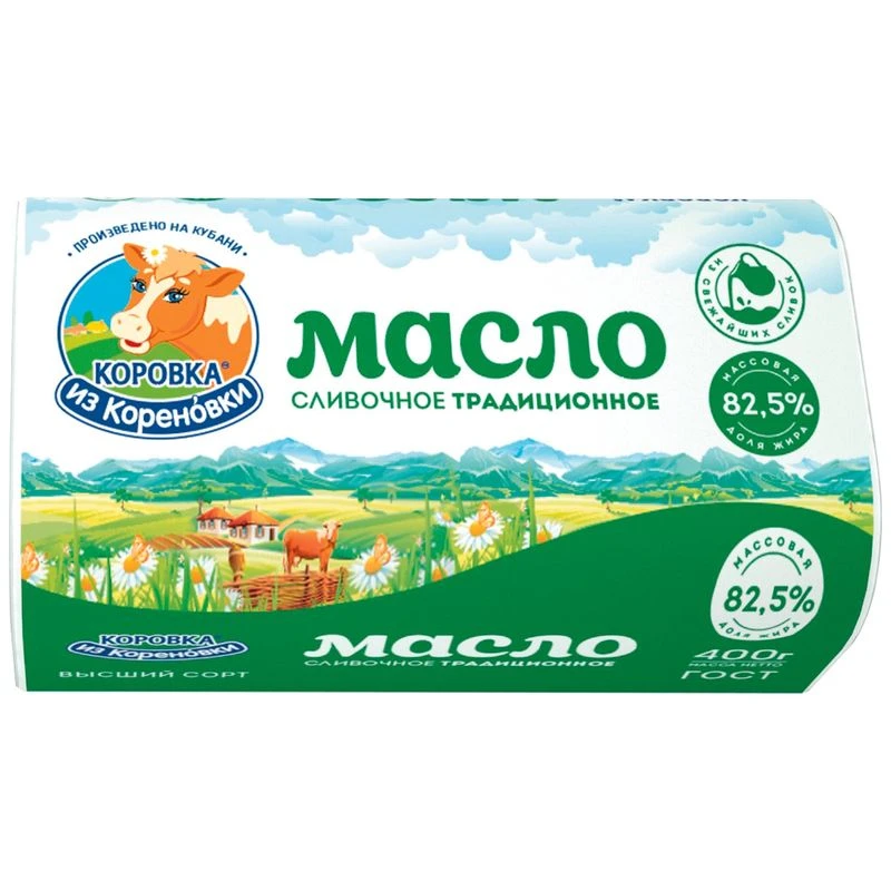 Масло сливочное Коровка из Кореновки Крестьянское 82,5% 400г