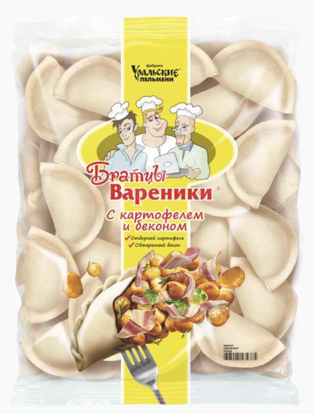 Вареники с картофелем и беконом Братцы 900г