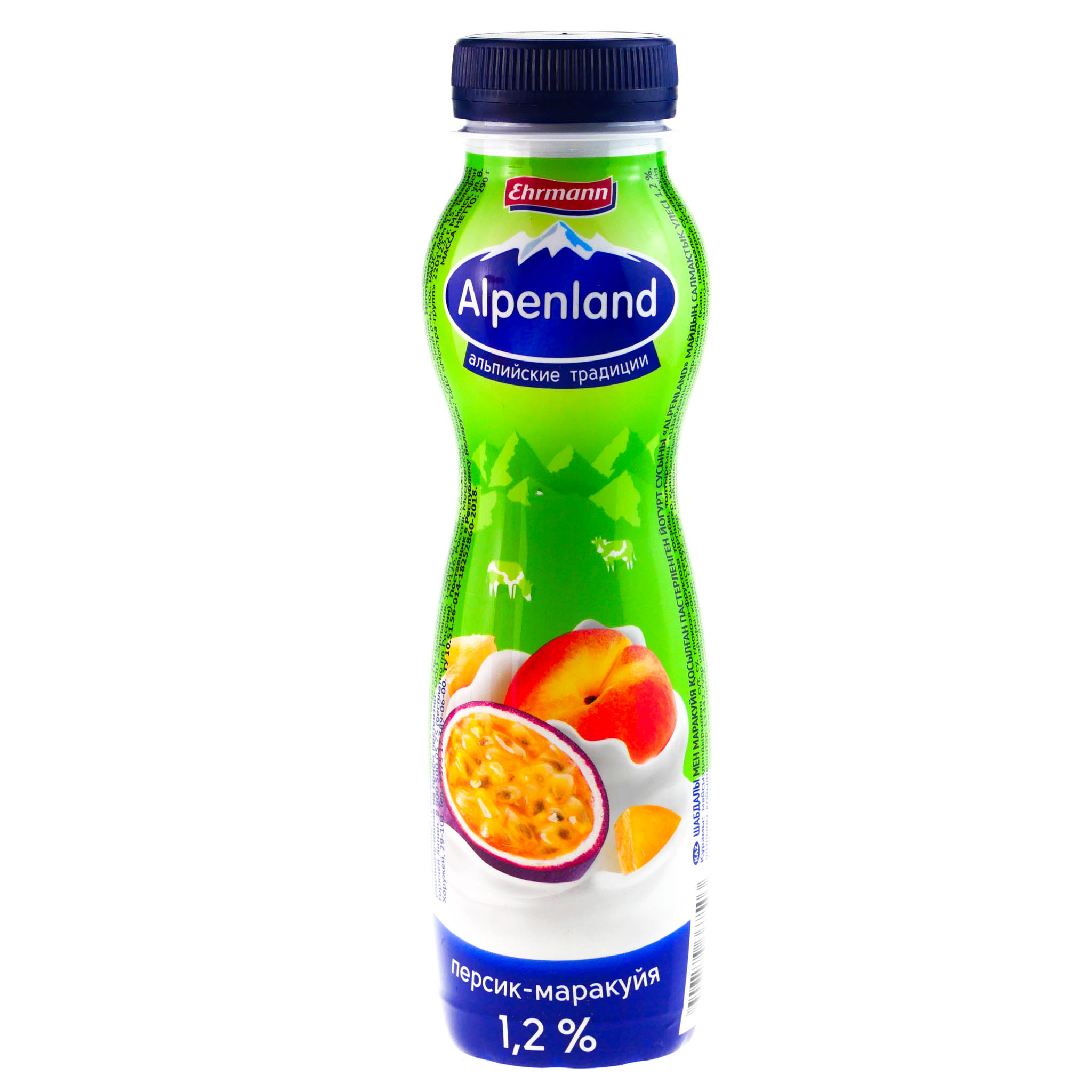 Йогурт питьевой Alpenland персик-маракуйя 1,2% 290г