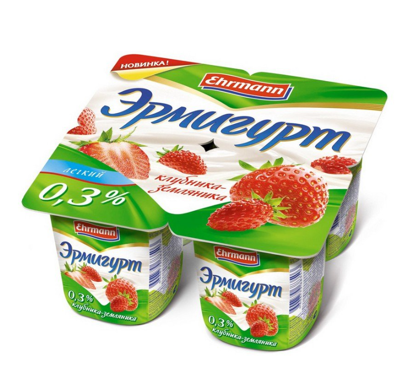 Йогуртный продукт Эрмигурт клубника-земляника 0,3% 100г