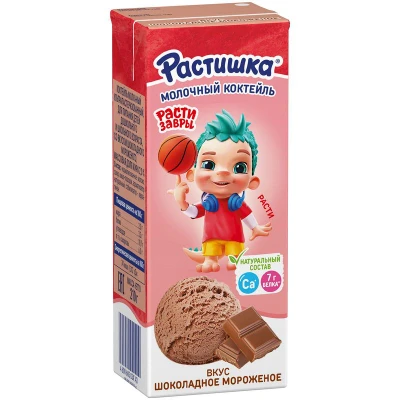 Молочный коктейль Растишка шоколадное мороженое 2% 210г