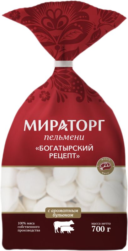 Пельмени Мираторг Богатырский рецепт из свинины и говядины 700г
