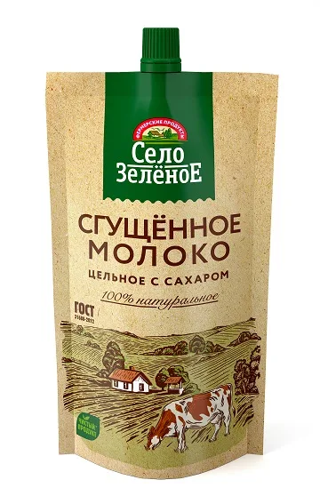 Сгущенное молоко Село Зеленое цельное с сахаром ГОСТ 8,5% 270 г