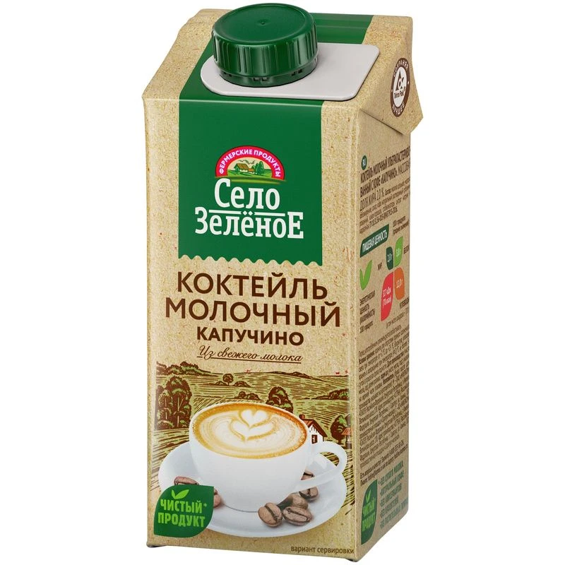 Молочный коктейль Село Зеленое капучино 2% 200 мл