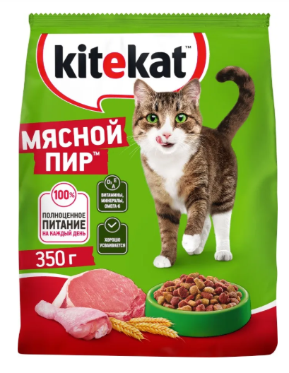 Сухой корм для кошек Kitekat Мясной пир 350г