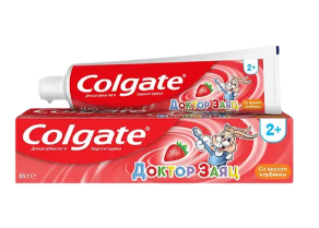 Детская зубная паста Colgate Доктор Заяц защита от кариеса с фторидом со вкусом клубники 50 мл