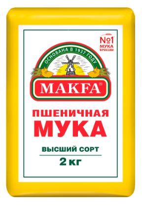 Мука Makfa пшеничная хлебопекарная высший сорт 2кг