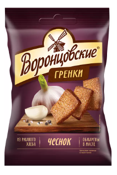 Гренки ржано-пшеничные Воронцовские с чесноком 60г