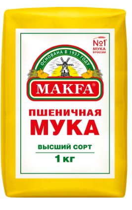 Мука Makfa пшеничная хлебопекарная высший сорт 1кг
