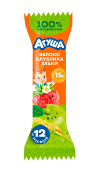 Батончик Агуша Полезный перекус батончик яблоко-клубника-злаки с 12месяцев 15г