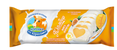 Мороженое пломбир Коровка из Кореновки двухслойное манго-маракуйя 400г