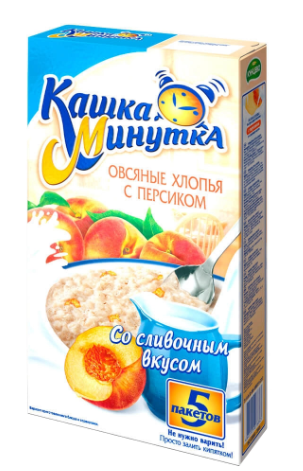 Кашка Минутка овсяная персик со сливками 215г