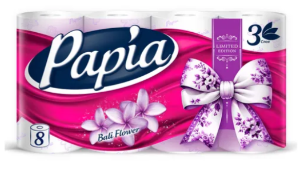 Туалетная бумага Papia белая 3 слоя 8 шт
