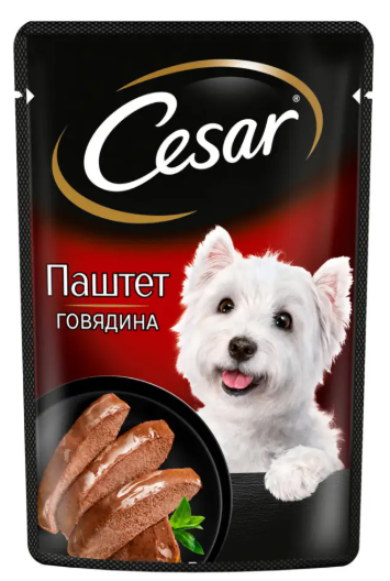 Влажный корм Cesar для взрослых собак паштет с говядиной 80г 