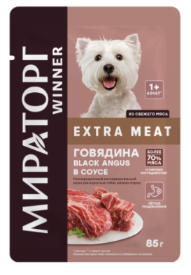 Влажный корм Мираторг Extra Meat для собак мелких пород с говядиной в соусе 85г