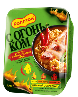 Лапша быстрого приготовления Роллтон куриная с соусом чили 100г