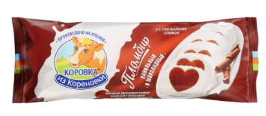 Мороженое пломбир Коровка из Кореновки двухслойный шоколадный и ванильный Полено 400г