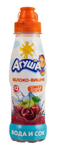 Вода с соком Агуша яблоко-вишня с 12месяцев 300мл