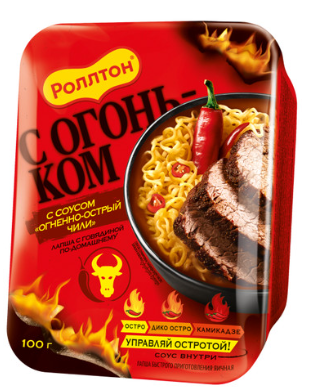 Лапша быстрого приготовления Роллтон говядина  с соусом чили 100г