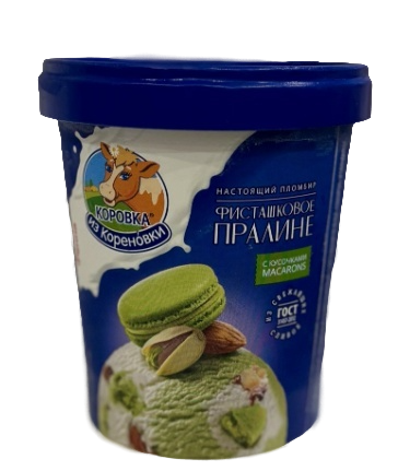 Мороженое пломбир Коровка из Кореновки миндальный и фисташковый с кусочками печенья 300г