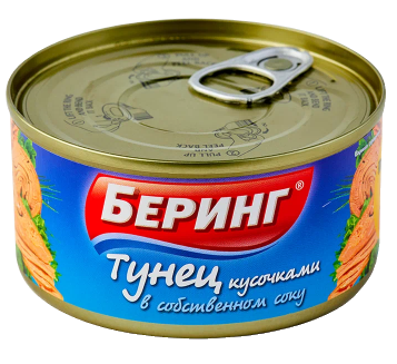 Тунец Беринг кусочками в собственном соку 185г