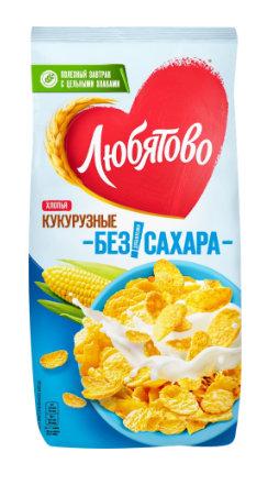 Хлопья кукурузные Любятово Легкие без сахара 270г