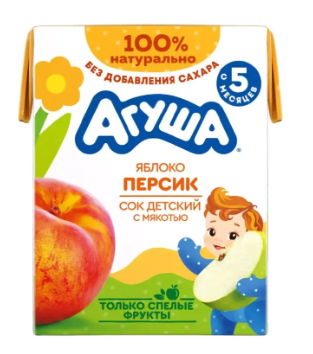 Сок Агуша Яблоко-персик с 5 мес 200мл