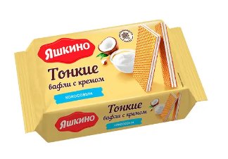 Вафли Яшкино тонкие с кокосовым кремом 144г