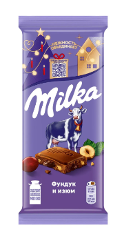 Шоколад Milka молочный фундук-изюм 80г
