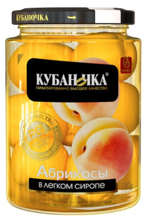Компот Кубаночка абрикос в легком сиропе 520г