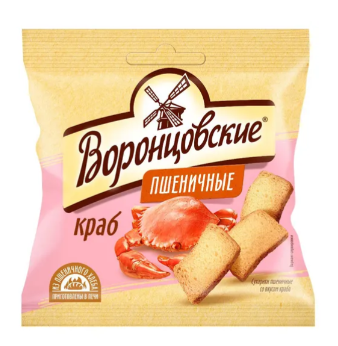 Сухарики пшеничные Воронцовские краб 80г