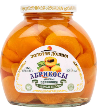 Компот Золотая долина абрикосы половинки 580мл