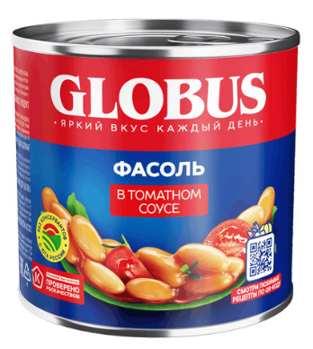Фасоль Globus белая в томатном соусе 425мл