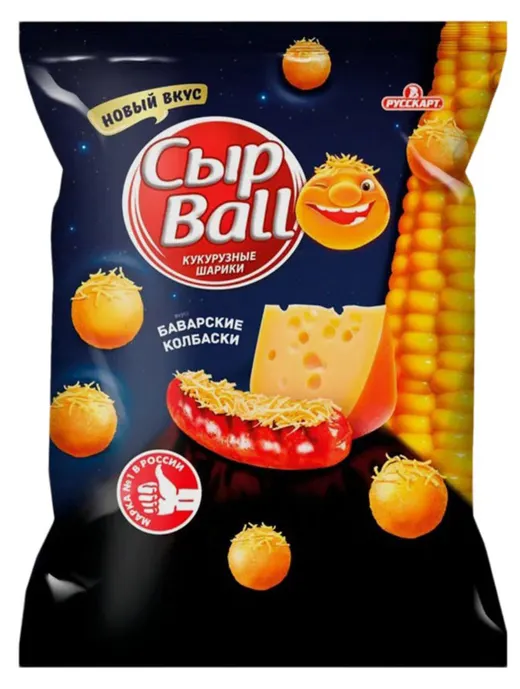 Кукурузные шарики Русскарт СырBall со вкусом Баварские колбаски 140г