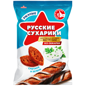 Русские Сухарики ржаные Русскарт со вкусом сметаны и зелени 50г