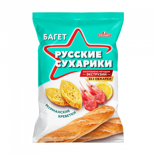 Русские Сухарики пшеничные Русскарт со вкусом Мурманские креветки 50г