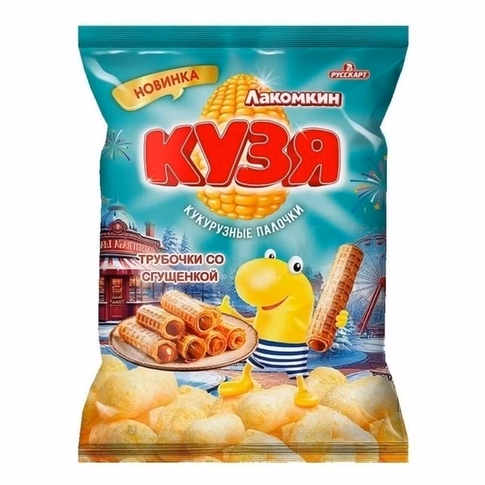 Кукурузные палочки Кузя Лакомкин со вкусом трубочки со сгущенкой 100г